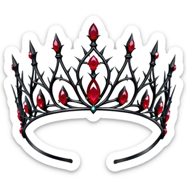 Black Gothic thorn tiara with ruby jewels  sticker
