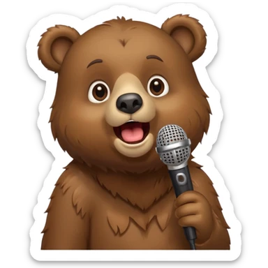 a bear singing into mic sticker