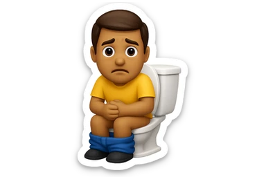 emoji stile iphone che riguarda l'argomento "stipsi/andrò al bagno oggi?", iperrealistico 4k sticker