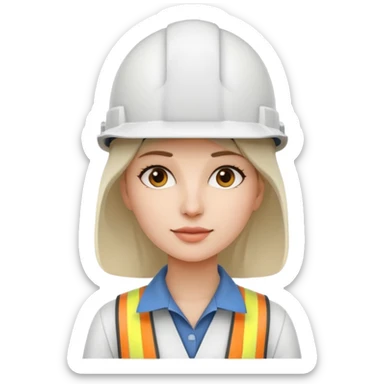 una arquitecta mujer con casco blanco de pie  sticker