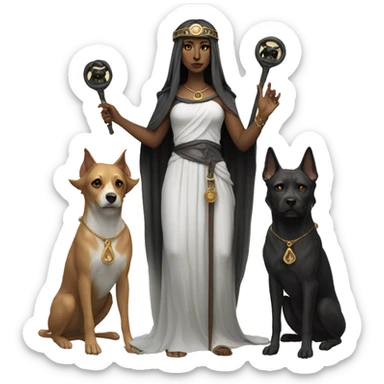 Hekate from Greek mythology with her two dogs sticker