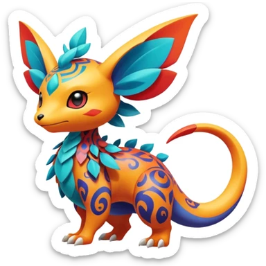 Elemental magical colorful exotic animesque Pokémon-Fakémon-animal-creature sticker
