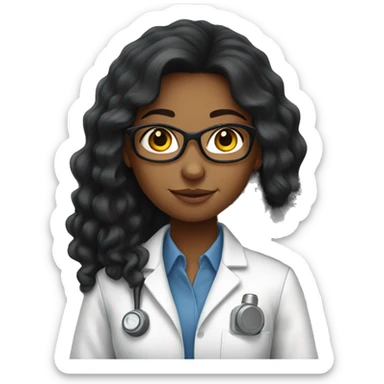 Young African American female scientist with long black hair  sticker