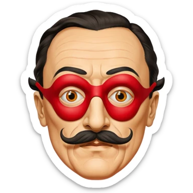Faites-moi un masque de Salvador Dali d'une manière réaliste, la même série que La Casa de Bapel, et faites-le paraître comme s'il portait du rouge sticker