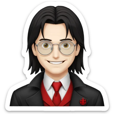 Alucard from Hellsing grinning with his signature glasses on sticker