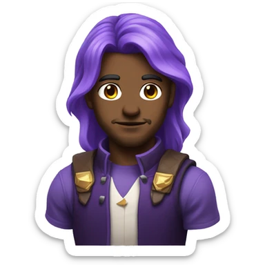 Video game character with long hair man purple hair NO beard sticker
