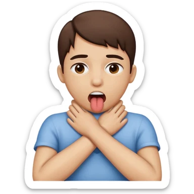 criss cross hands around throat choking self emoji tongue out sticker