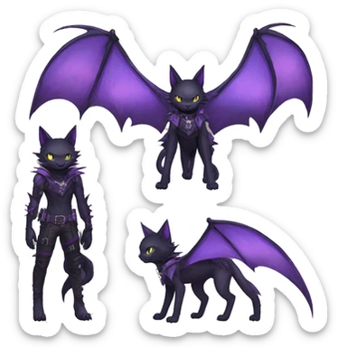 cool edgy black punk Purple ethereal fantasy nargacuga-bat-cat-Fakemon collar harness full body sticker