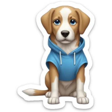 Young Dog american shepeard with a Hoodie and blue eyes sticker