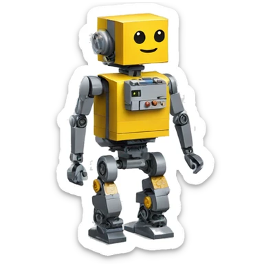 a robot,mini wheels,backpack,no legs,lego sticker