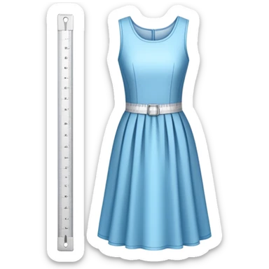 Icon for Fashion Design: a dress pattern with measurements, a ruler and a pencil. The icon should represent the process of designing clothing with a focus on precision and tailoring. Transparent background. sticker