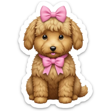 Cute Golden doodle with pink bow sitting down sticker
