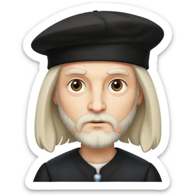 Leonardo da Vinci wear black berret hat sticker