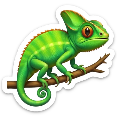 please create an animated color changing emoji that can be used as favicon . the default colour must be green and then its colour must change. the chemeleon should look to the left side. The chemeleon should look happy sticker