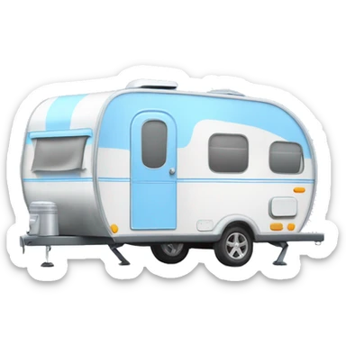 Realistic baby blue camping travel trailer isolated.  sticker