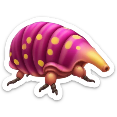 Magenta pig armadillo centipede insect with yellow and black spots gradient mottled sticker