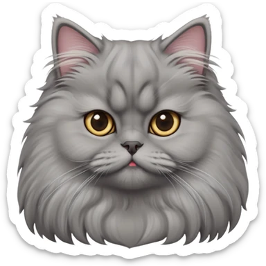 cinematic-adorable-big-eyed-fluffy-grey-persian-cat-portrait-emoji,-head-tilted-playfully-with-a-sweet-expression,-fluffy-grey-fur,-simplified-yet-irresistibly-cute-features-with-large,-expr sticker