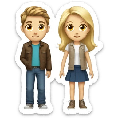 Boy with brown hair and a girl with blonde hair as a couple  sticker