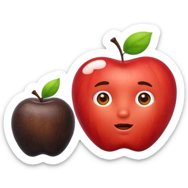 cloud holding apple and prune sticker