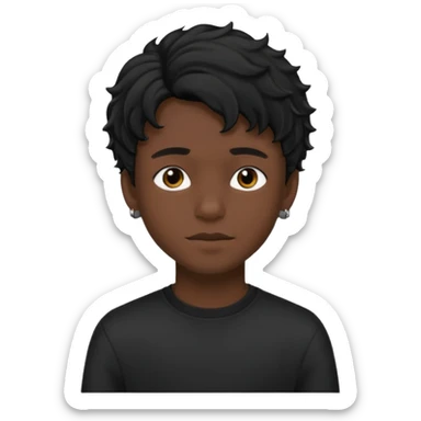 Menino de 15 anos de cabelo ondulado preto e de roupa preta sticker