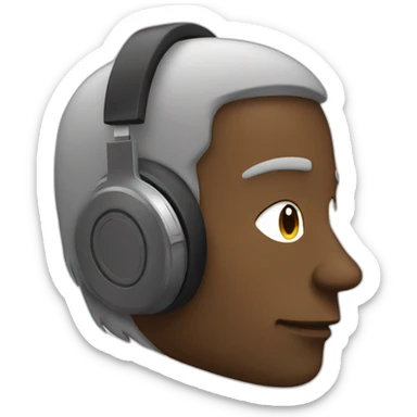 man with headphones listening in peace sticker