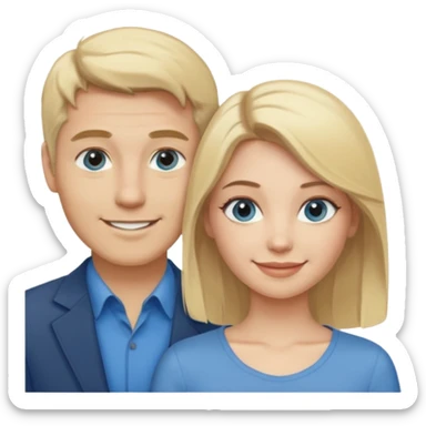polaroid photo of a couple thats white with Blonde hair for the guy and blue eyes, and dirty blonde with hazel eyes for the girl sticker