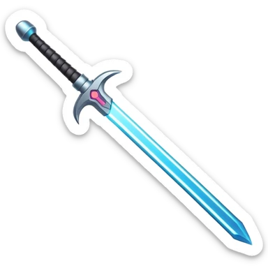 Clash of Clans aesthetic: Cinematic Playful Laser Sword Emoji, rendered in a 3D vector-style similar to standard emojis with minimal shading and bold, simplified shapes. A compact, vibrant energy blade with a neon-hued, glowing edge and futuristic hilt, softly glowing with a radiant cosmic charm. Simplified yet unmistakably iconic, highly detailed and consistent, glowing with a soft pulsating brilliance and high shine. Stylized with a touch of interstellar elegance and a soft glowing outline, capturing the essence of a legendary energy blade with a friendly, playful manner! sticker