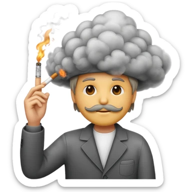 emoji holding a cigarette in his hand with smoke going up sticker