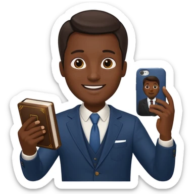 un homme saper swag avec une bible a la main qui fais un selfie  sticker