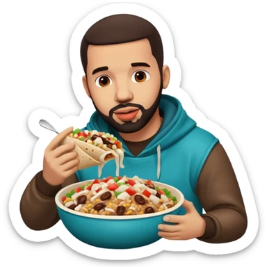 Drake eating a chipotle burrito bowl sticker