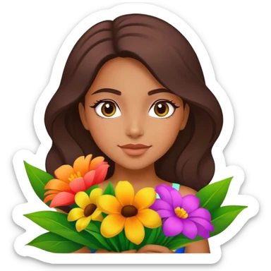 Brazilian girl with bouquet of flowers sticker