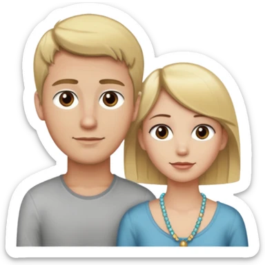 create couple emojis, tall blonde beaded guy, and short brown hair hazel eyed girl sticker