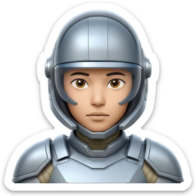 futuristic armored soldier human portrait, head and shoulders only, South Asian facial features, helmet visor, sci-fi armor details, 3D cartoon, mobile game icon style, clean background, no text, no watermark
 sticker