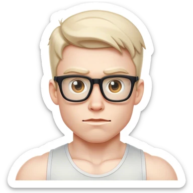 muscular nerdy boy sticker