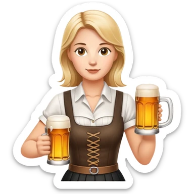 German waitress, standing, holding a stein of beer in the hand  sticker