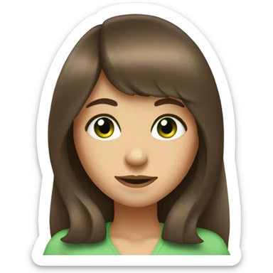 Woman Long brown hair with bangs and green Eyes - in a cute pose sticker