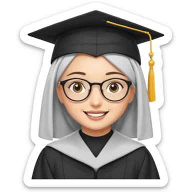 cute hijabi girl with glasses and a graduation cap sticker