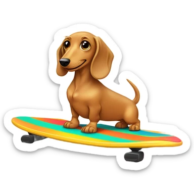 Long haired light hair weenie dog surfing sticker