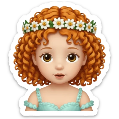 baby with flbig ower tiara ginger curly hair sticker