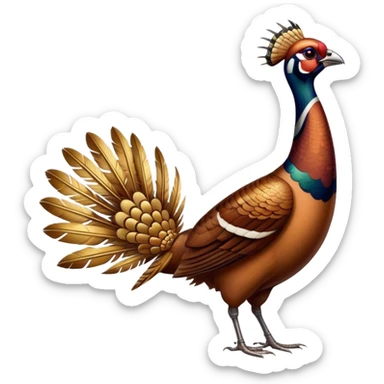 pheasant standing next to large number 1 sticker