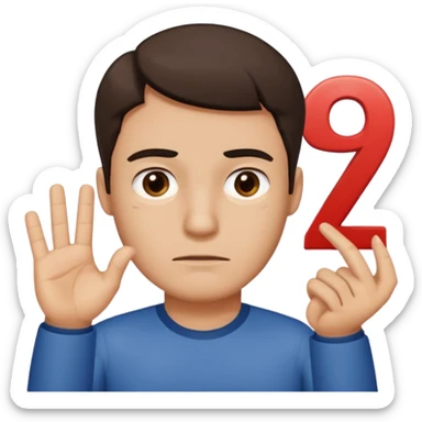 man frowning holding up numbers 6 in left hand and 7 in right hand sticker