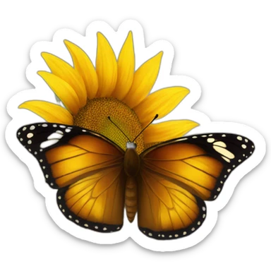 butterfly with brown heart on a sunflower sticker