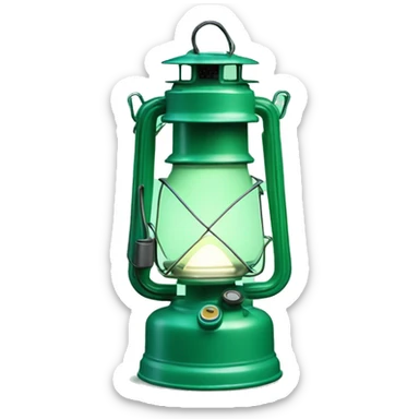 Realistic camping mint green lit camping lantern lisolated. sticker