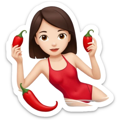 Langrenn, bading, brunette, jente, chili sticker