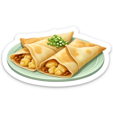 Chinese jianbing crepe street food with soft muted colors sticker