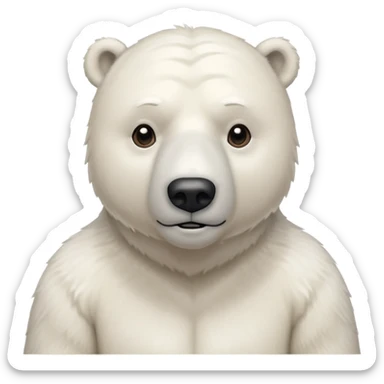 Make a humanoid polar bear shrugging, he must look doubtful, showing only from chest above, no legs sticker