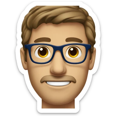 man with brown hair sidepart and blue eyes wearing glasse sticker