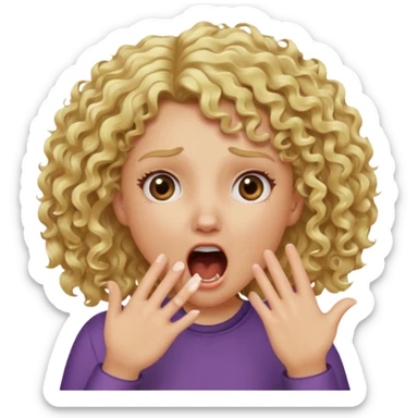 Emoji di ragazza bionda riccia che urla ma non è spaventata e mette una mano in faccia sticker