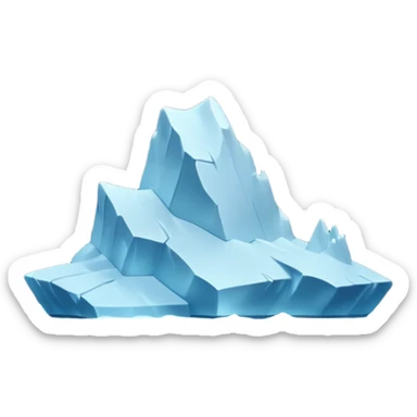 A 3D iceberg in Apple Memoji style, no face, smooth and glossy, floating in dark ocean at night, soft moonlight, subtle reflections, minimal style. A tiny ship in the distance approaching. Pixar-style render, cinematic and clean.
 sticker
