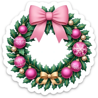Christmas wreath pink sticker